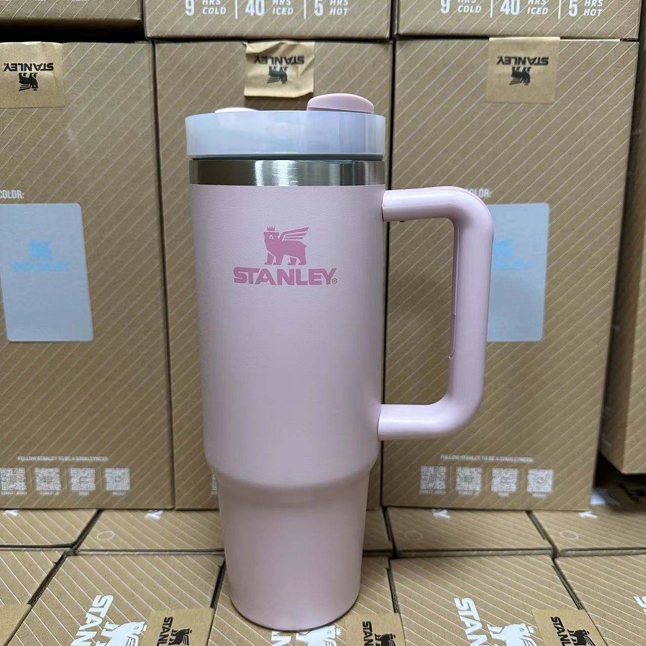 Stanley Tumbler with Handle Straw Lid Stainless Steel 30oz  Vacuum Insulated Car Mug Double Wall Thermal Iced Travel Cup